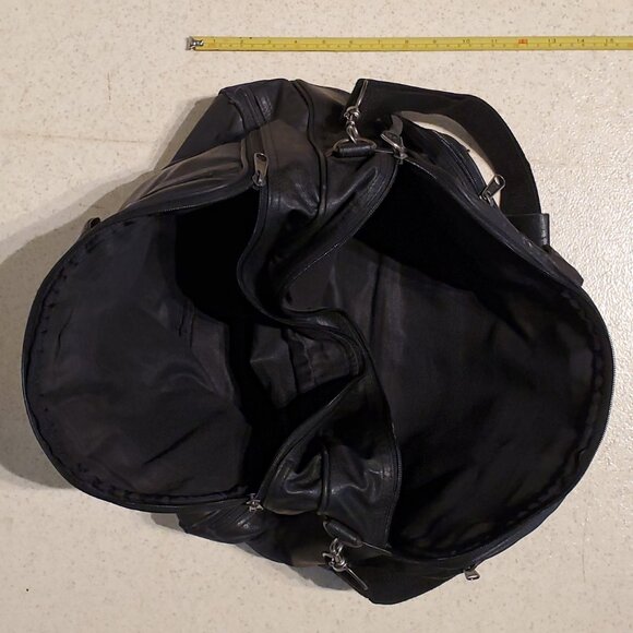 Unisex Faux Leather Travel Bag Shoulder Strap W/Mega Storage Pockets and Zippers - Picture 5 of 6